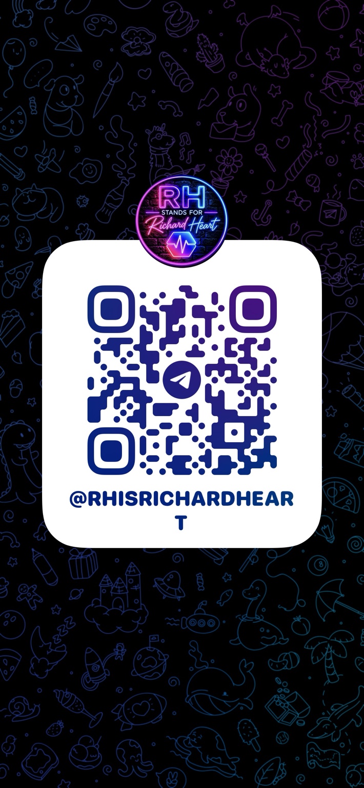 Telegram QR code for the $RH community at t.me/RHisRichardHeart